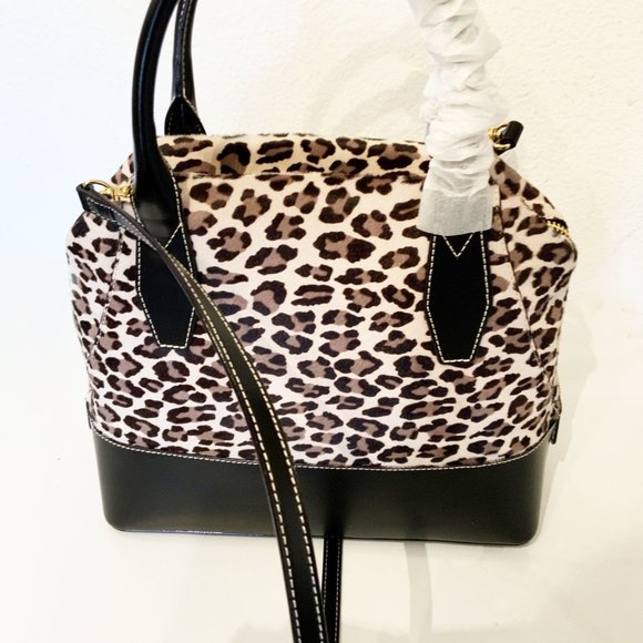 NWT FRANCES VALENTINE ABBY TOTE PRINTED HAIRCALF SNOW LEOPARD - Picture 6 of 10